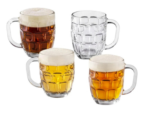 4pz Tarro Cerveza Vaso De Vidrio Cervecero 570ml Micheladas