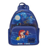 Loungefly Disney Mini Mochila La Sirenita Ariel Mini Backpack Glow Inthe Dark (brilla En La Obscuridad) Lights Up (con Luces) Color Azul Marino