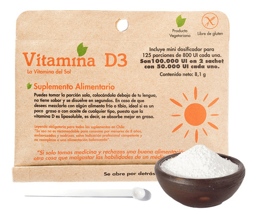 Vitamina D3 125 Porciones Dulzuranatural, Con Dosificador