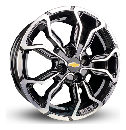 Rodas M16 Chevrolet Onix Corsa Aro 14 4x100 (jogo) + Bicos Cor Preto Com Diamantado