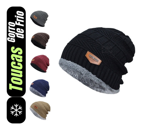 Touca Gorro Inverno Masculina Feminina Forrada Pelúcia Frio