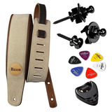 Correia Guitarra Violão Baixo Basso Cla 01 Camurca Bege +kit