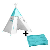 Tipi Grande Casita De Juegos Teppe + Tapete Menta Bora