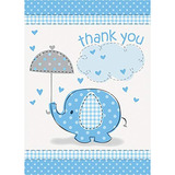 Elefante Azul De Ducha Del Bebé Le Agradece Tarjetas 8...