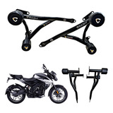 Crash Bar Slider Jaula Protecc Moto Pulsar Ns200 Acero Gomas