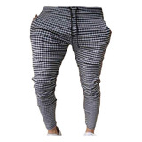 Jogger De Hombre Strech Tipo Cargo Cuadros Blancos