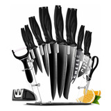 Juego De Cuchillos De Cocina Acero Inoxidable Negro 17 Pizs