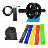 Set Fitnes Gadnic Bandas Resistencia Soga Rueda Abdominales