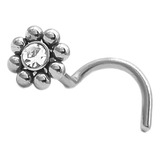 1 Piercing Flor Centro De Cubic Nariz Acero Quirurgic C:8101