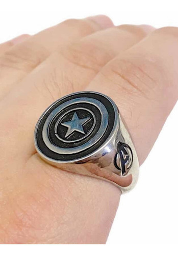 Anillo Acero Quir/ Escudo Capitán America/marvel/ Avengers