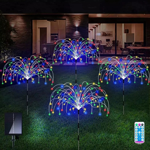 4pcs Fuegos Artificiales Luces Solares Decoración Navideña