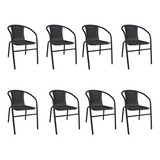 Silla Exterior Apilable Símil Rattan Plástico Pack X8 Un