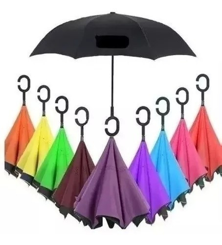 Paquete De 3 Sombrillas Paraguas Reversibles Color Aleatorio