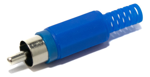 5 Conectores Plug Rca Ficha Rca Macho Azul Plastico