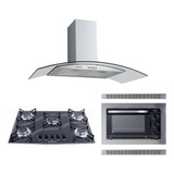 Kit Forno Embutir + Cooktop 5 Bocas + Coifa Gourmet 80 Cm  