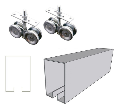 Riel U - Puerta Corrediza Garaje 2mts + Rod. Dobles Rog800