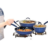 Juego De Ollas 7 Pzs Amercook Diamante Azul