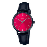 Reloj Casio Ltp-vt02bl-4a Originales Local Barrio Belgrano Color De La Malla Negro Color Del Bisel Negro Color Del Fondo Rojo