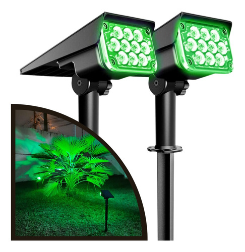 Kit 02 Luminária Solar Jardim 60w Led Cor Verde