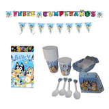 Kit Decoracion Completo Vasos+platos Bluey 12niños