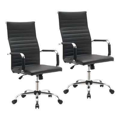 2 Sillas Escritorio Oficina Sillón Ejecutiva Ergonómica Eke Color Negro Material del tapizado Cuero sintético | Envío gratis