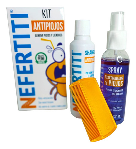 Kit Shampoo + Spray Nefertiti Anti Piojos Y Liendres + Peine