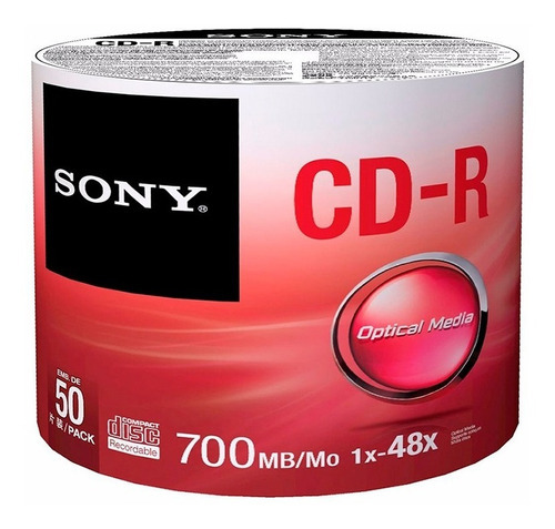 Disco Compacto Virgen Cd-r Sony 48x 700mb Paquete Con 50 Piezas