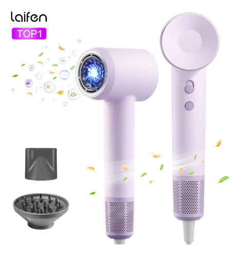 Laifen Swift Se Secador De Pelo Iónico,secadora De Cabello Profesional Potente 105000rpm Para Secado Rápido,4 Temperatura Ajustable/2 Velocidade,2 Boquillas Magnética,control Termo Inteligente,violeta