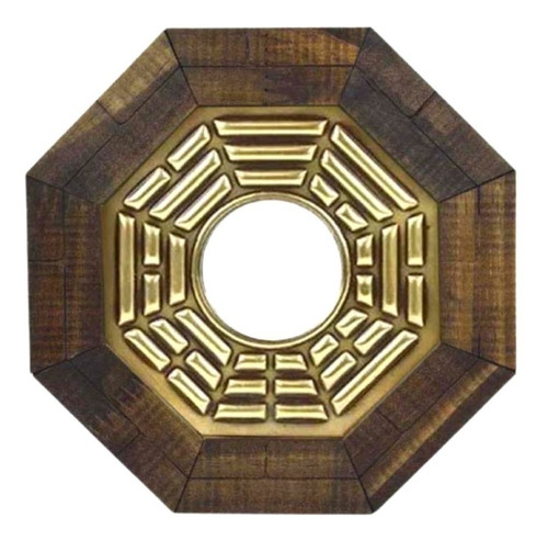 Quadro Feng Shui Madeira Baguá Espelho Convexo Anterior Prot