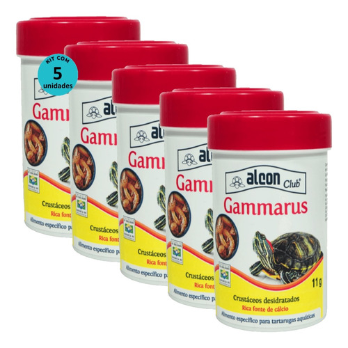 Ração Alcon Club Gammarus 11g Tartarugas Aquáticas Kit Com 5