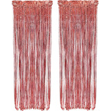 Cortinas Metálicas De Color Oro Rosa Con Flecos, Para Decora