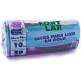 Saco Para Lixo 50 Lts Azul Rolo 63x80 100 Unid Fortlar