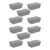 10cajas Contenedor Cajon Organizador Almacenamiento Apilable Color Gris