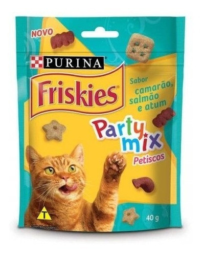 Petiscos Friskies Party Mix Sabor Camarão, Salmão E Atum 40g