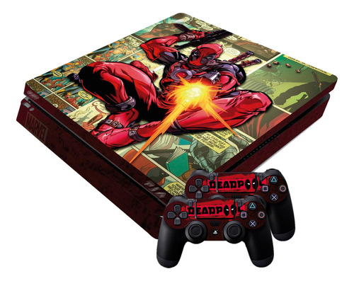 Skin Ps4 Slim Deadpool Para Consola Mando Barlights