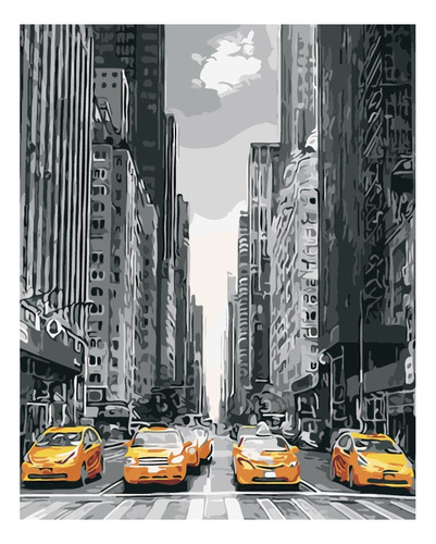 Lienzo Para Pintar Por Números Taxis En New York