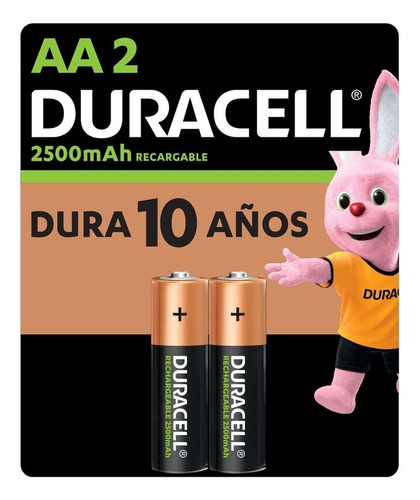 Pilas Aaa Recargables Duracell, 1.2v, 2500 Mah Nimh, 2 Pilas