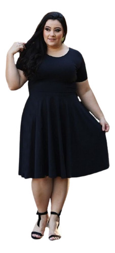 Vestido Com Parte Da Saia  Godê Rodado Evangélica Plus Size