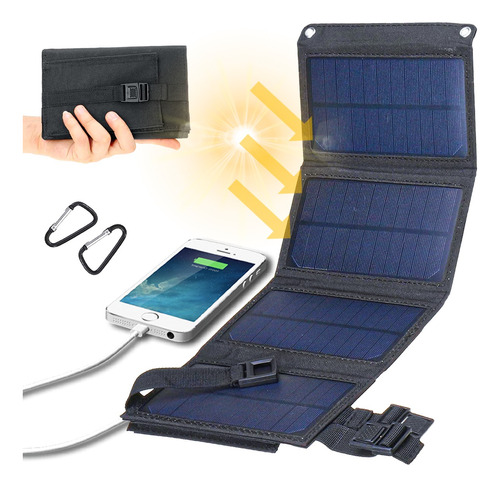 Cargador Solar Portatil Plegable De Panel 20w Puertos Usb