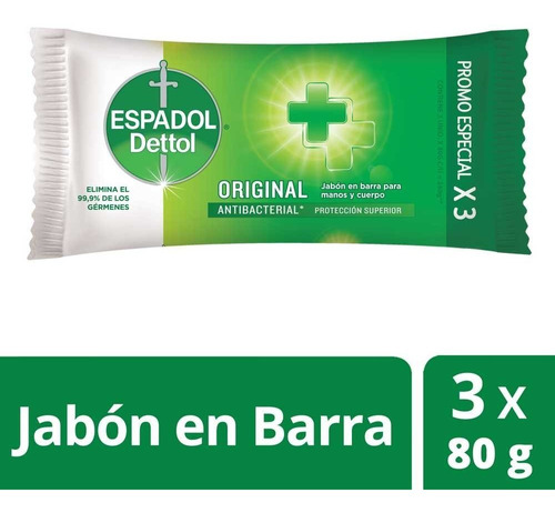 Espadol Original Jabón De Tocador 80gr X 3 Unidades