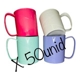 Pack 50 Tazas Jarro Colores Pastel Premium X Mayor Plastica