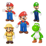 5 Figuras Set Super Mario Bros Cappy Yoshi Luigi Exp 10cm