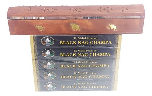 Incensário Baú Indiano + 10 Caixinhas Black Nag Champa