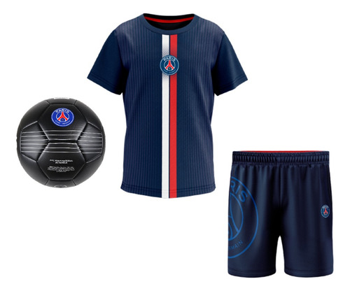Conjunto Psg Jogador Infantil Camisa + Short + Bola Oficial