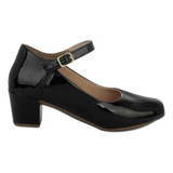 Sapato Feminino Scarpin Social Salto Bloco Boneca Mary Jane