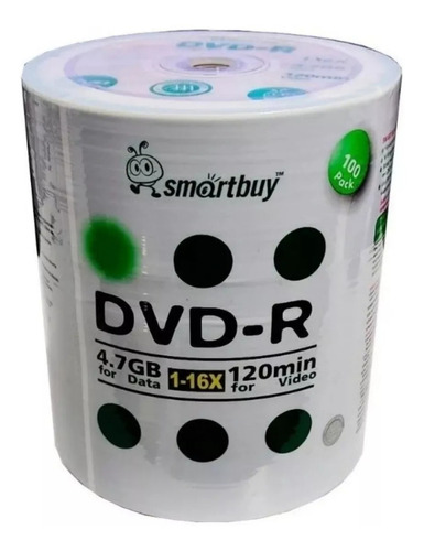 600 Dvd-r Smartbuy Logo Verde 4.7gb 120 Minutos 16x