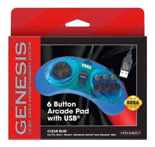  Official Sega Genesis Usb Controller Button Arcade Pad...