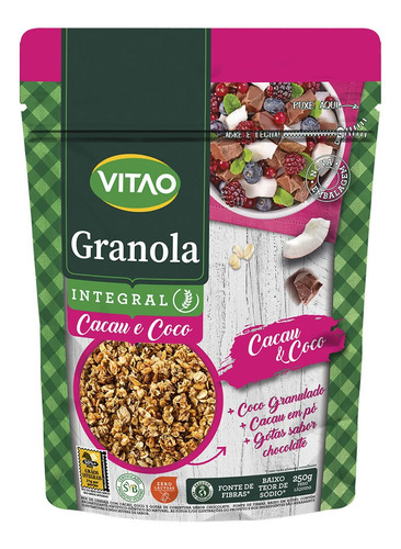 Granola Com Cacau E Coco 250g - Vitao