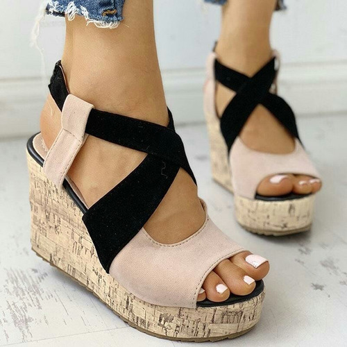 Sandalias Casuales Con Plataforma De Cuña Zapatos De Dama