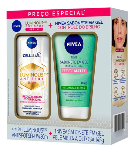 Kit Nivea Skin Care Facial Sérum Luminous + Limpeza